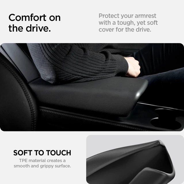 Alt view image 5 of 7 - Center Console Armrest Cover for Legacy Tesla Model Y & 3 - Black