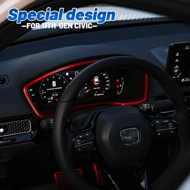 Alt view image 2 of 7 - Interior Dash Board Trims for Honda Civic 2022-2026 -Red