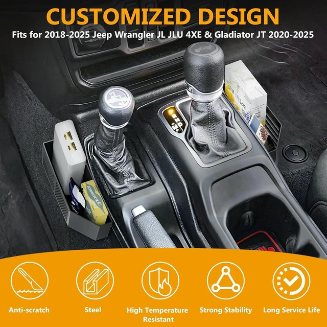 Alt view image 2 of 7 - Metal Center Console Organizer for Jeep Wrangler JL/JLU Easy Install
