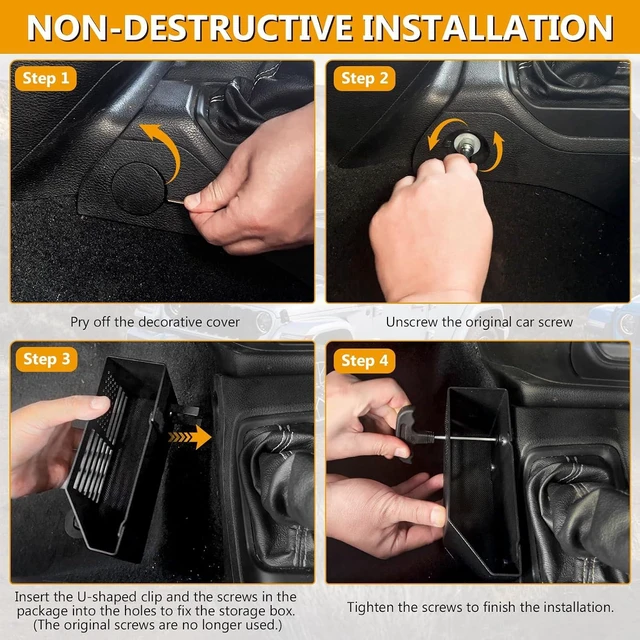 Alt view image 6 of 7 - Metal Center Console Organizer for Jeep Wrangler JL/JLU Easy Install