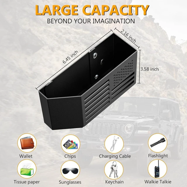 Alt view image 7 of 7 - Metal Center Console Organizer for Jeep Wrangler JL/JLU Easy Install