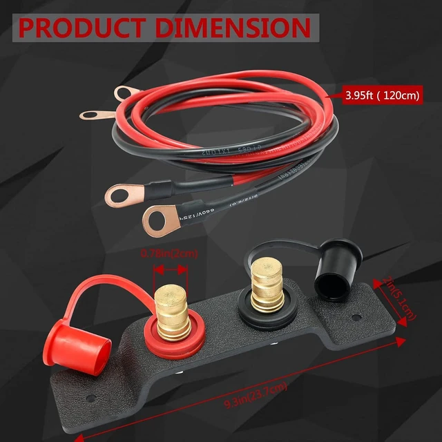 Alt view image 2 of 7 - Remote Battery Jump Post, Battery Charging Jumper Terminal Relocation Kit