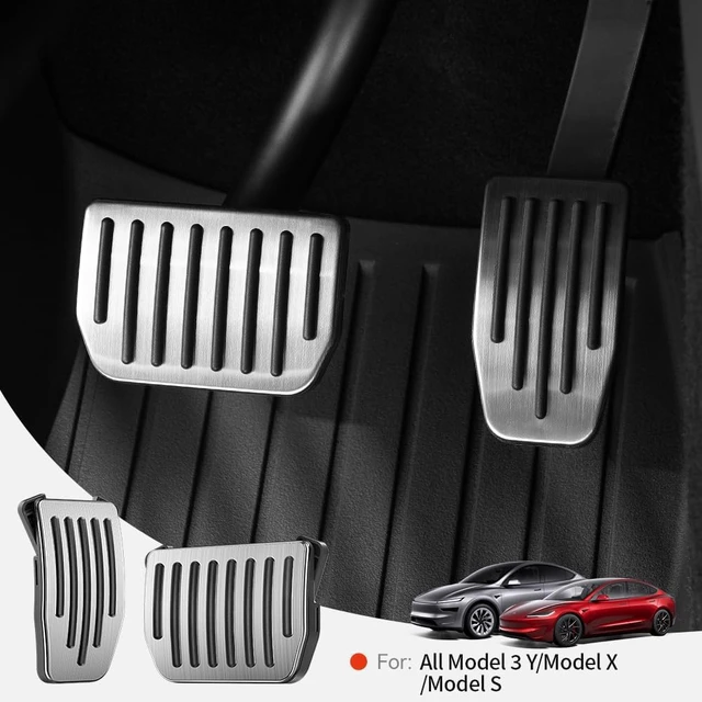 Alt view image 2 of 7 - Pedal Covers for Tesla Model Y Juniper 2025-2026 and Model 3 Highland 2024-2026, Fits Model Y/3 2016-2026, 304 Stainless Steel Brake and Accelerator Pedals, Non-Slip Accessories