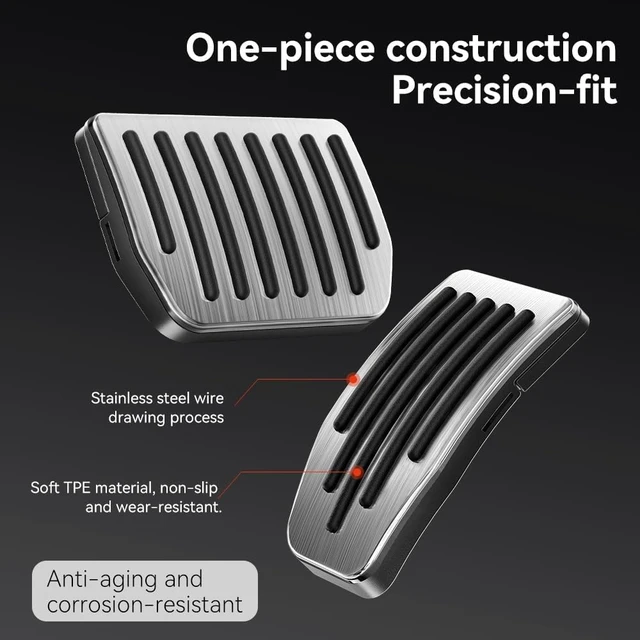 Alt view image 5 of 7 - Pedal Covers for Tesla Model Y Juniper 2025-2026 and Model 3 Highland 2024-2026, Fits Model Y/3 2016-2026, 304 Stainless Steel Brake and Accelerator Pedals, Non-Slip Accessories
