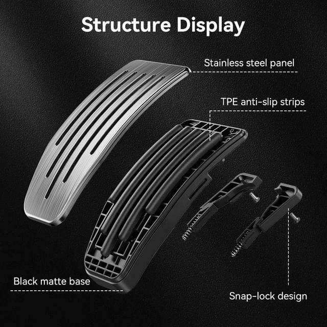 Alt view image 7 of 7 - Pedal Covers for Tesla Model Y Juniper 2025-2026 and Model 3 Highland 2024-2026, Fits Model Y/3 2016-2026, 304 Stainless Steel Brake and Accelerator Pedals, Non-Slip Accessories