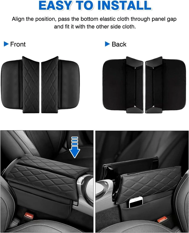 Alt view image 7 of 7 - Center Console Cover for Mercedes Benz E Class W213 2017-2023, CLS 450 C257 2019-2023, PU Leather Armrest Cover Protector with Side Storage Pockets, Waterproof Console Pad, Black