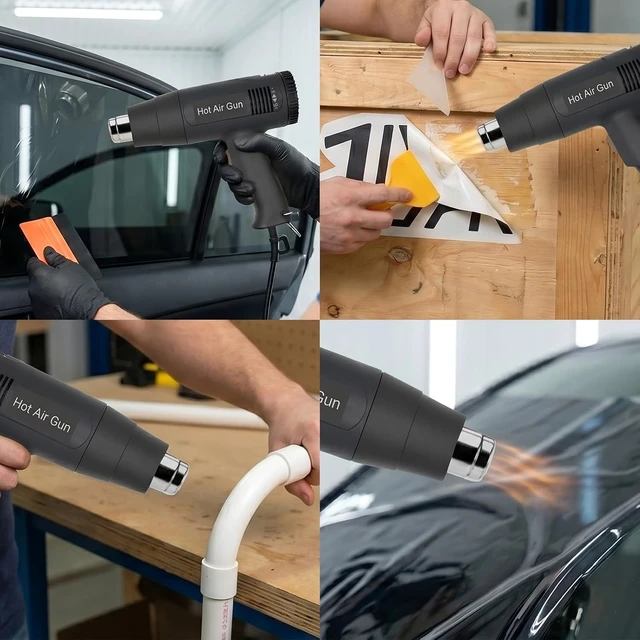Alt view image 3 of 7 - Spanno Heat Gun for Vinyl Wrap, Car Wrap Kit Includes Cutters and Squeegees
