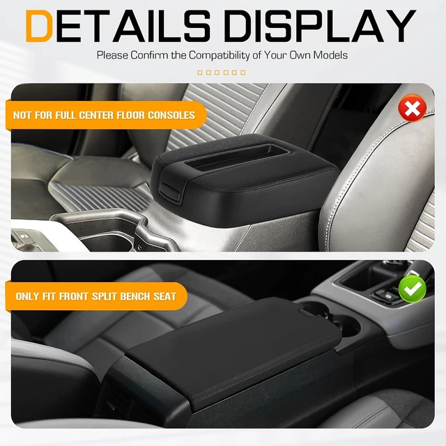 Alt view image 2 of 7 - Black Center Console Lid Armrest Box Cover w/Latch Fits for 2007-2013 Chevy Avalanche Silverado Tahoe GMC Sierra 1500 2500HD 3500 Replace for 20864154 20864151 20864153 Middle Console Lid Top