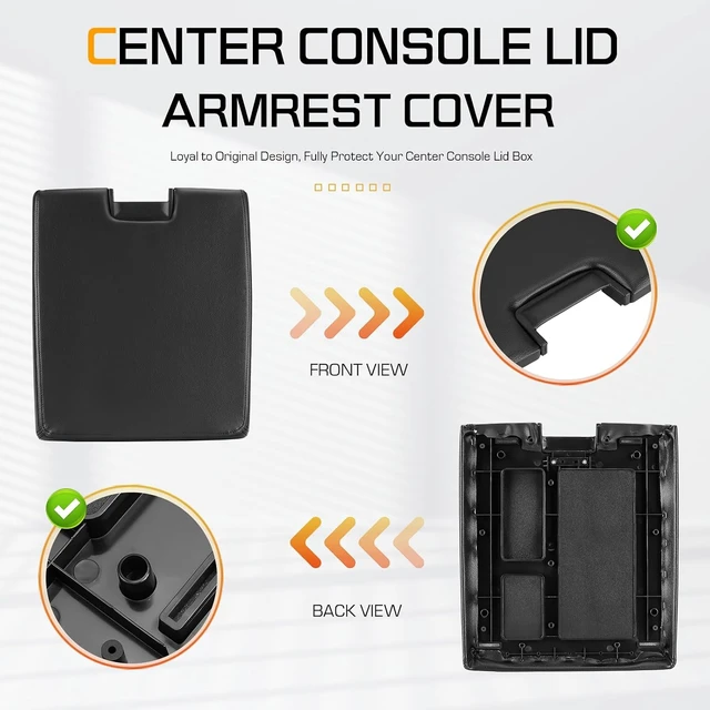 Alt view image 5 of 7 - Black Center Console Lid Armrest Box Cover w/Latch Fits for 2007-2013 Chevy Avalanche Silverado Tahoe GMC Sierra 1500 2500HD 3500 Replace for 20864154 20864151 20864153 Middle Console Lid Top