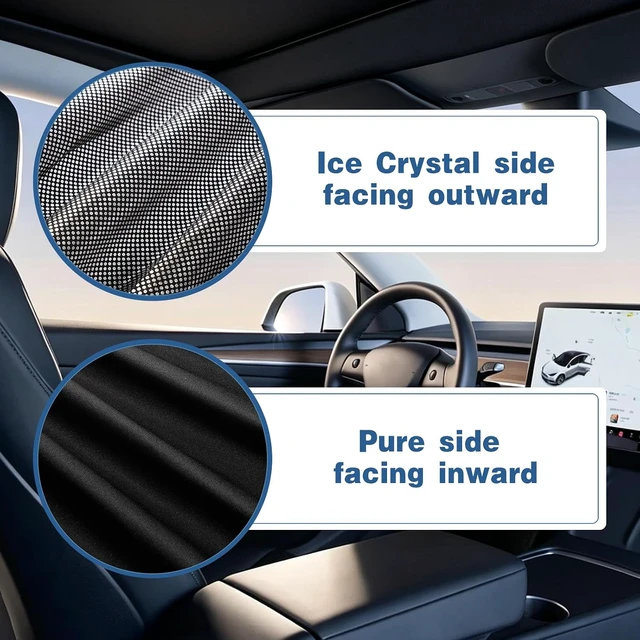 Alt view image 2 of 6 - Black Sunshade Roof Sunroof Cover Waterproof Sunshade - Fits 2020-2026 Tesla Model 3/ Highland - UV Block & Heat Reduction Window Accessories - with Black Buckle - No Sag Ice-Crystal Cooling Coatings