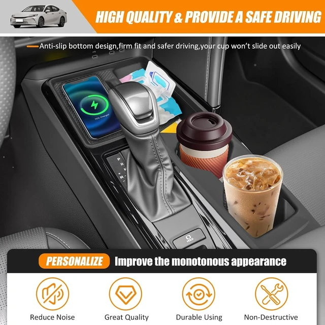 Alt view image 3 of 7 - Center Console Cup Holder Compatible with 2025-2026 Toyota Camry Wireless Charging Pad Liner Insert Drink Holder Cupholder Coast Wireless Charging Mat for 2025 Camry Accessories(for camry 25+)