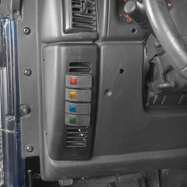 Alt view image 2 of 7 - TJ Wrangler Pillar Light Switch Pod Panel w/ 4X Rocker Switches for Jeep Wrangler TJ 1997-2006 - Driver Side
