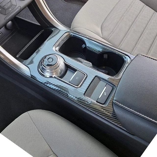 Alt view image 5 of 7 - Carbon Fiber Pattern Car Gear Shift Knob Console Panel Trims Cup Holder Frame Cover Compatible with Fit for Ford Fusion 2017 2018 2019 2020