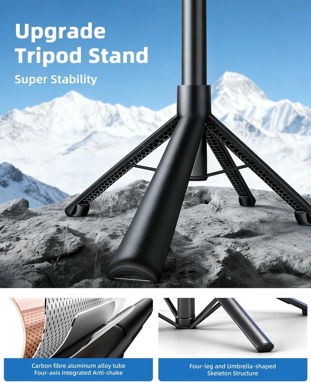 Alt view image 4 of 6 - Auto Face Tracking Selfie Stick Tripod for iPhone with Light 360° Rotation that Follows Your Movement 70.9" Camera Tripod Stand with Remote for Content Creator Vlog Live Stream Video Recording