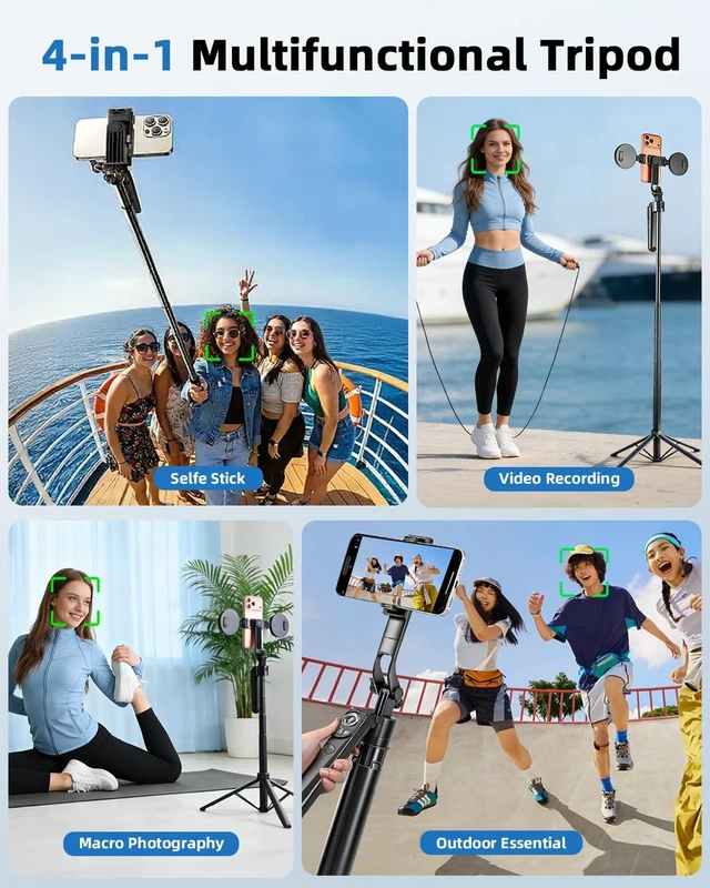 Alt view image 5 of 6 - Auto Face Tracking Selfie Stick Tripod for iPhone with Light 360° Rotation that Follows Your Movement 70.9" Camera Tripod Stand with Remote for Content Creator Vlog Live Stream Video Recording