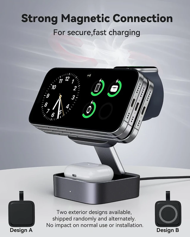 Alt view image 4 of 7 - 3 in 1 Wireless Charging Station for Devices, Magnetic Foldable Travel Fast Charger Stand Compatible with MagSafe for iPhone 18/Air/17/16/15/14/13/12 Series, Watch & AirPods Pro/4/3/2