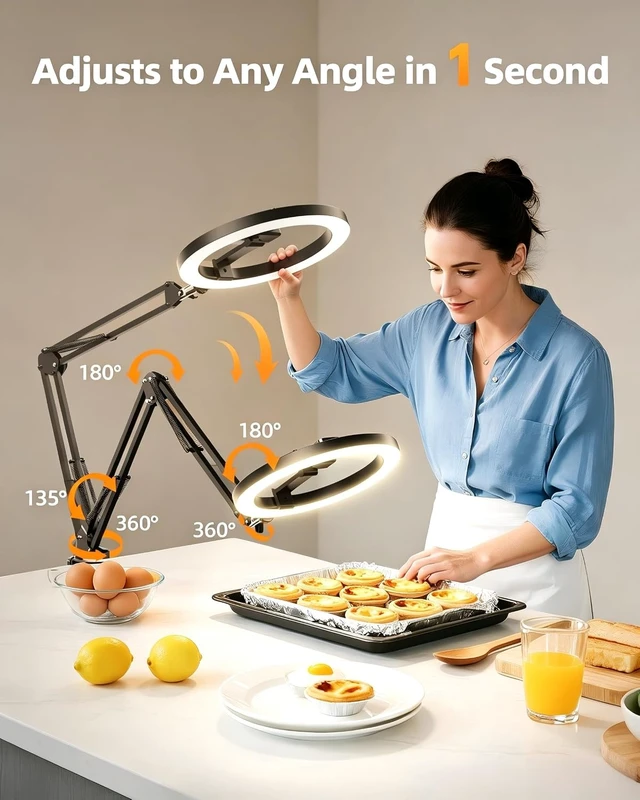 Alt view image 2 of 7 - Upgrade Ring Light with Stand, Overhead Phone Mount for Desk, 10 Selfie Light with Stand Tripod for iPhone, Light with Phone Holder for Video Recording,Zoom Meeting,Live Streaming Tiktok,YouTube