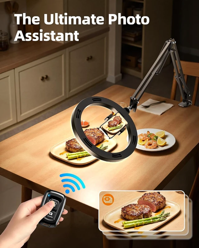 Alt view image 7 of 7 - Upgrade Ring Light with Stand, Overhead Phone Mount for Desk, 10 Selfie Light with Stand Tripod for iPhone, Light with Phone Holder for Video Recording,Zoom Meeting,Live Streaming Tiktok,YouTube
