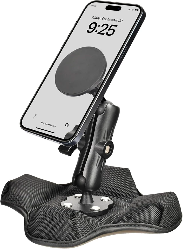 Main image of Magnetic Phone Holder for Desk&Car Dash,Aluminum Arm, Non-Slip Beanbag Base, 360° Rotation at 3 Points, Compatible with MagSafe iPhone 12-16 Series, Fits RAM B Size 1" Ball