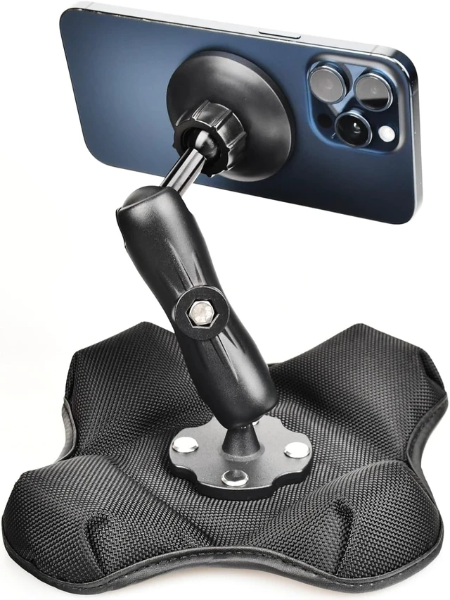 Alt view image 6 of 7 - Magnetic Phone Holder for Desk&Car Dash,Aluminum Arm, Non-Slip Beanbag Base, 360° Rotation at 3 Points, Compatible with MagSafe iPhone 12-16 Series, Fits RAM B Size 1" Ball