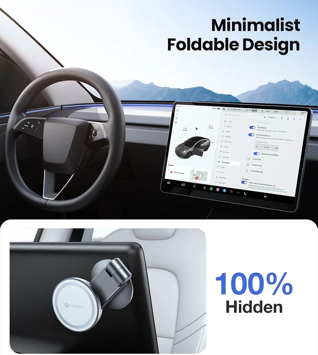 Alt view image 2 of 7 - Tesla Phone Mount for Model 3/Y, Strongest Magnet & Foldable Hidden