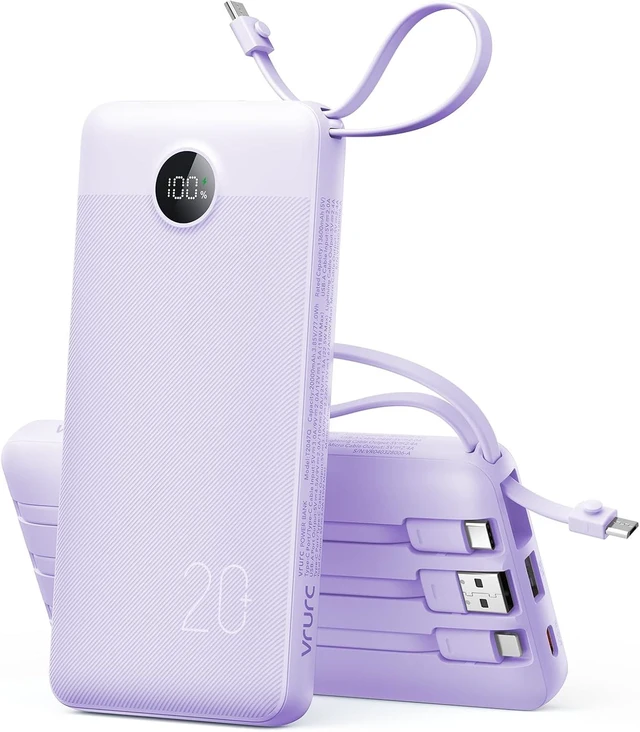 Main image of Portable Charger 4-Built-in-Cable Fast Charging 20000mAh Power Bank