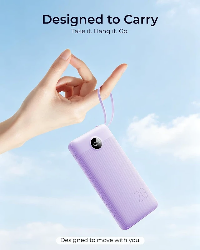 Alt view image 2 of 7 - Portable Charger 4-Built-in-Cable Fast Charging 20000mAh Power Bank