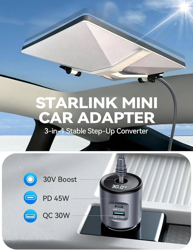 Main image of Starlink Mini Car Adapter, 12V-24V to 30V DC Step-Up Converter