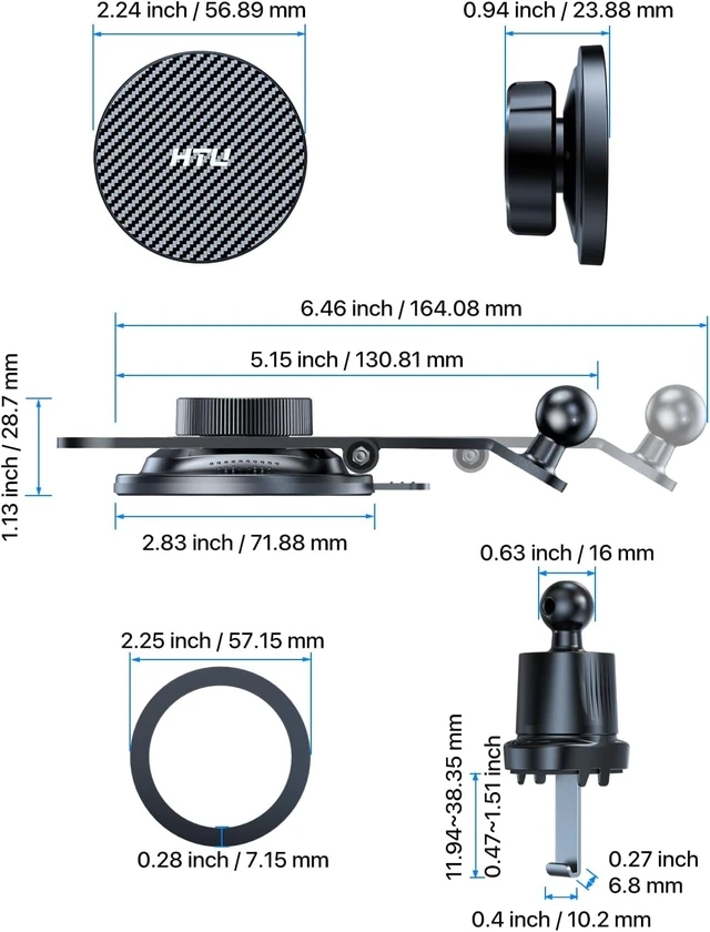 Alt view image 7 of 7 - Best 360°Rotation&Foldable for MagSafe Car Mount Magnetic Phone Holder