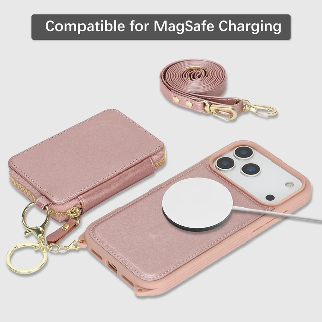 Alt view image 3 of 6 - Crossbody Wallet Case for iPhone 18 Pro Max/17 Pro Max-Rose Gold