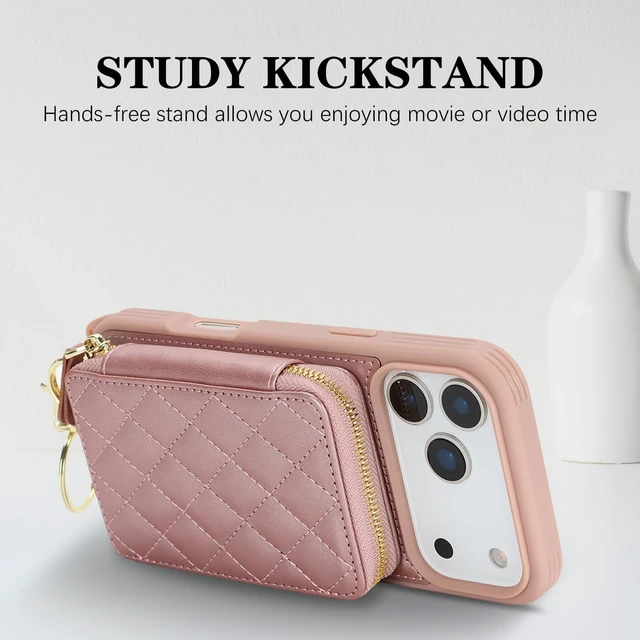 Alt view image 6 of 6 - Crossbody Wallet Case for iPhone 18 Pro Max/17 Pro Max-Rose Gold