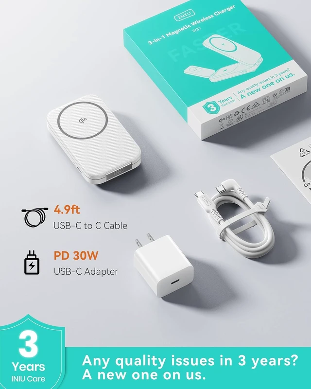 Alt view image 7 of 7 - 3 in 1 Foldable Wireless Charging Station, 15W Fast Mag-Safe Charger
