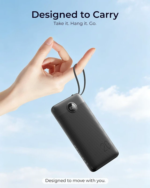 Alt view image 2 of 7 - Portable Charger 4-Built-in-Cables 20000mAh Fast Charging Power Bank