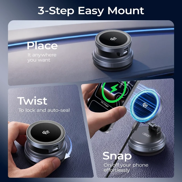 Alt view image 7 of 7 - Magnetic Car Mount Charger,25W Fast Wireless Charging Stand with RGB Light