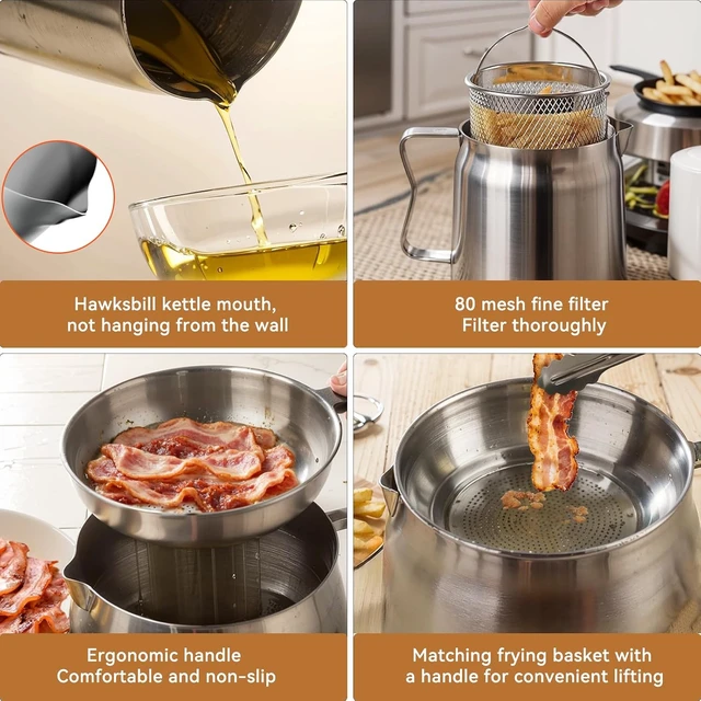 Alt view image 2 of 7 - 6 PCS 2L Oil Filter Pot Saver Cooking Oil Bacon Grease with Strainer