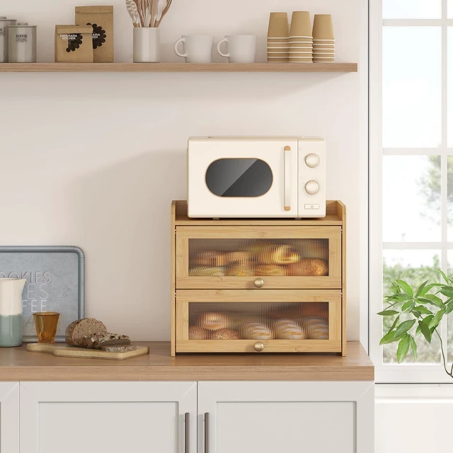 Alt view image 7 of 7 - Large Vintage Bread Box for Kitchen Countertop Farmhouse Bread Holder