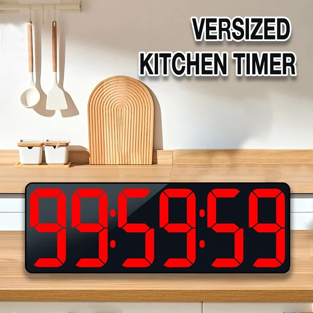 Alt view image 4 of 7 - 17.2" Large Digital Timer Wall Clock with Remote Control, Count Down Up Digital Timer, Auto DST LED Big Digital Clock for Bedroom Kitchen Living Room Office Gym Home Decor, Red
