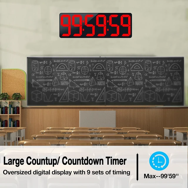 Alt view image 5 of 7 - 17.2" Large Digital Timer Wall Clock with Remote Control, Count Down Up Digital Timer, Auto DST LED Big Digital Clock for Bedroom Kitchen Living Room Office Gym Home Decor, Red