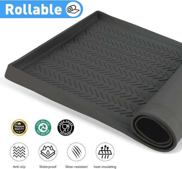 Alt view image 3 of 7 - Silicone Under Sink Mat, 40"x16" Sink Protector Mat, Dark Grey