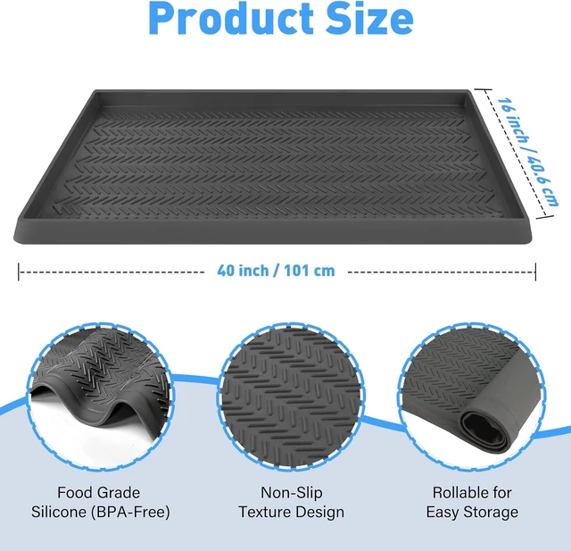 Alt view image 2 of 7 - Silicone Under Sink Mat, 40"x16" Sink Protector Mat, Dark Grey