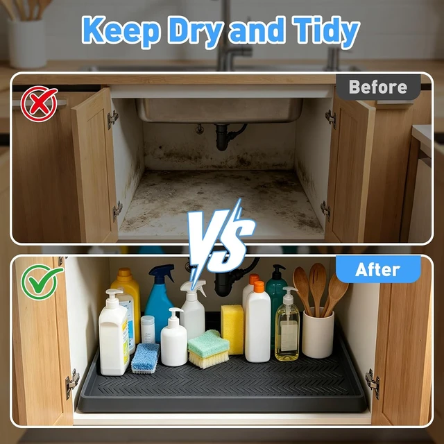 Alt view image 6 of 7 - Silicone Under Sink Mat, 40"x16" Sink Protector Mat, Dark Grey