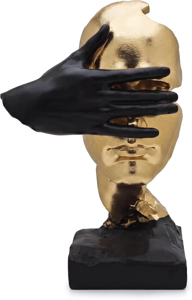 Main image of See No Evil Gold Resin Bust Sculpture, Desk Shelf Decor Statue