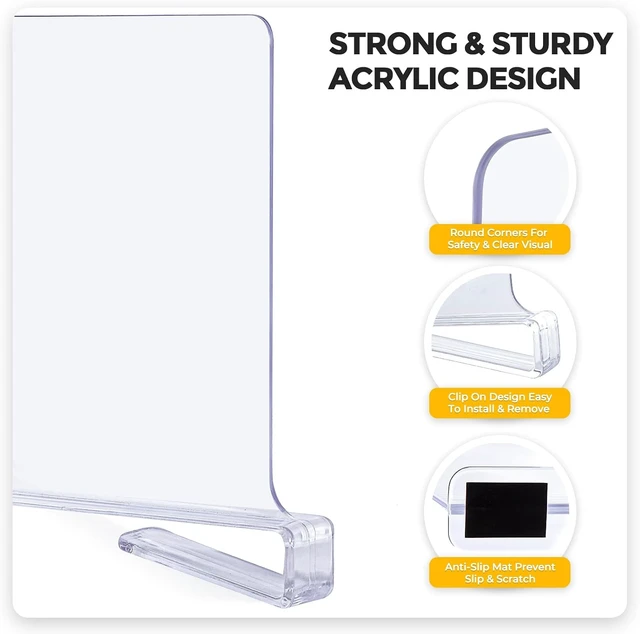 Alt view image 5 of 7 - Clear Acrylic Shelf Dividers for Closets Organizer & Storage,12 Pack