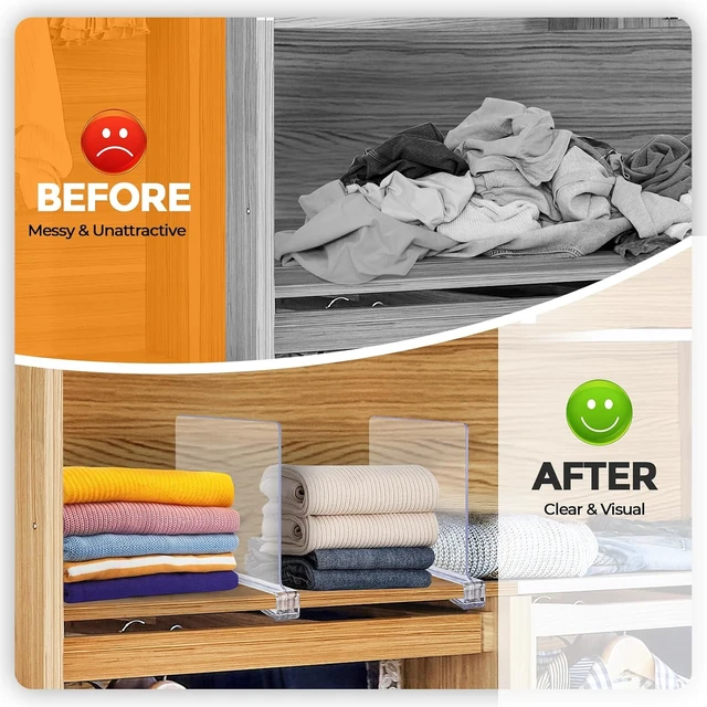 Alt view image 6 of 7 - Clear Acrylic Shelf Dividers for Closets Organizer & Storage,12 Pack