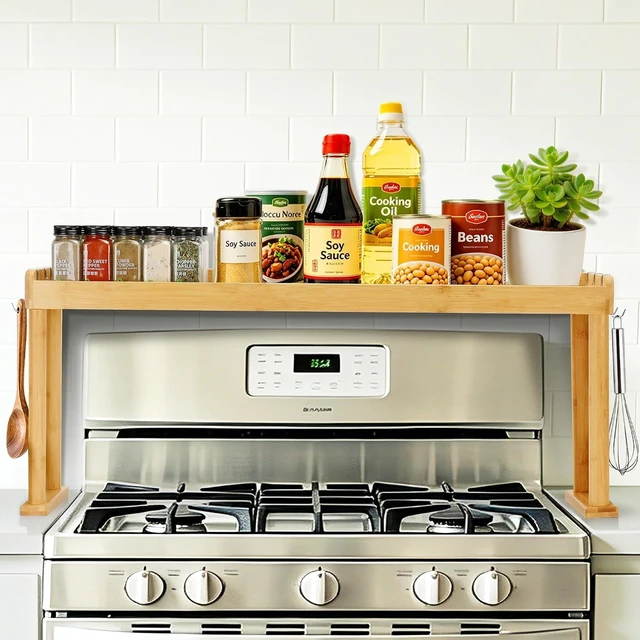 Main image of Over the Stove Spice Shelf,32.9" Spice Rack Organizer for Kitchen