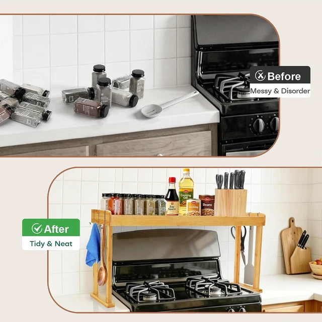 Alt view image 6 of 7 - Over the Stove Spice Shelf,32.9" Spice Rack Organizer for Kitchen