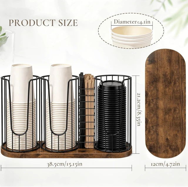 Alt view image 2 of 7 - Coffee Cup and Lid Holder, Cup Dispenser with Straw Holder