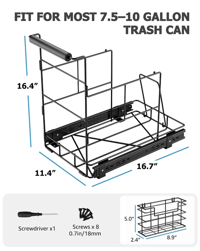 Alt view image 3 of 7 - Pull Out Trash Can Under Cabinet, Fits 30-40 Qt, Bin Not Included