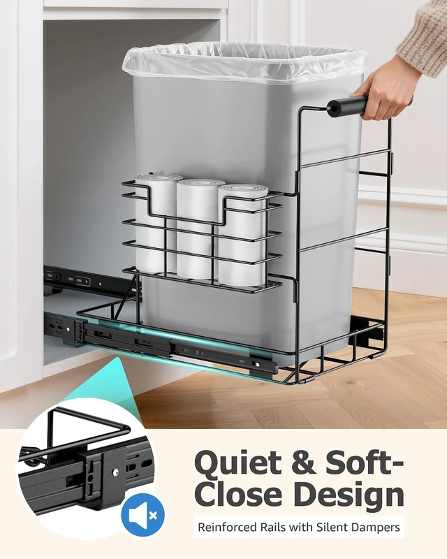 Alt view image 7 of 7 - Pull Out Trash Can Under Cabinet, Fits 30-40 Qt, Bin Not Included