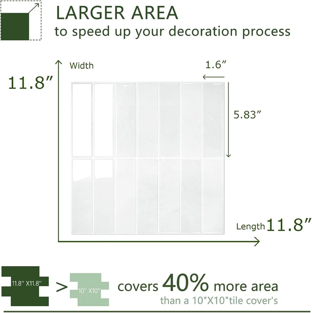 Alt view image 2 of 7 - 10-Sheet Peel and Stick Backsplash Tile(Thicker Design)